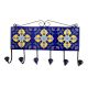 Navy Blue Yellow Floral Tiles Hooks